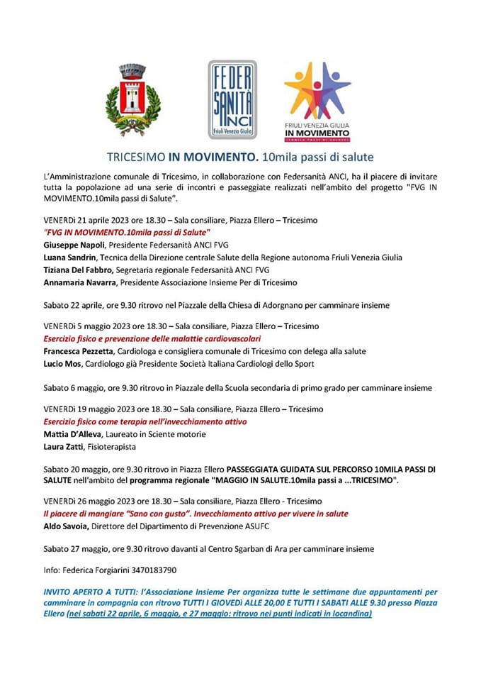 Tricesimo in movimento -10mila passi di salute